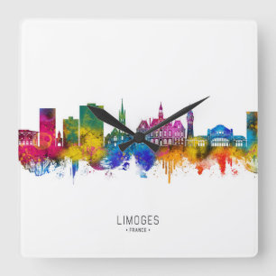 Limoges Frankreich Skyline Quadratische Wanduhr
