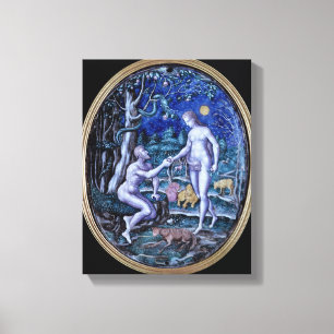 Limoges-Plakette, die Adam und Eve, c.1570 Leinwanddruck