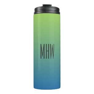 Limon Blue Gradient Custom Monogram Tumbler Thermosbecher