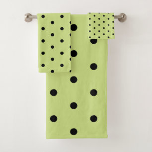 Limon Chartreuse Whimsical Black Polka Dot Badhandtuch Set
