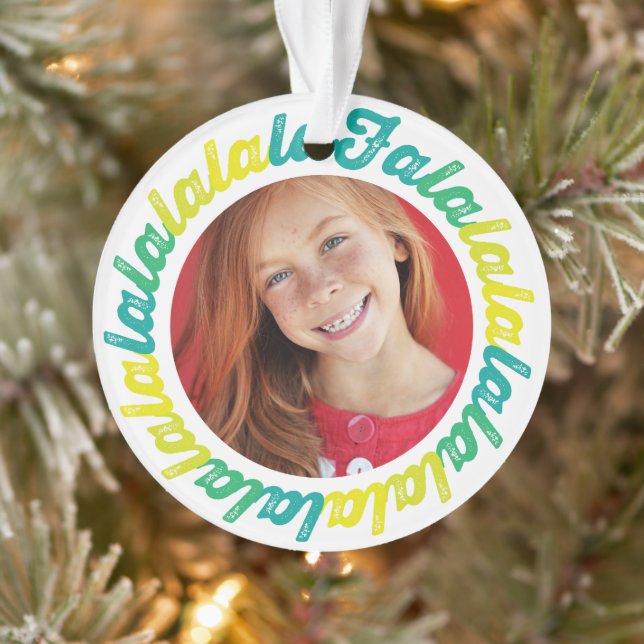Limon Circle Falalala Bold Script Foto Weihnachten Ornament (Baum)