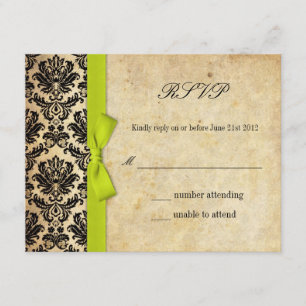 Limon Damask Bow Wedding RSVP