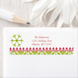 Limon Damask Red Pines Snowflake Rücksendeadresse