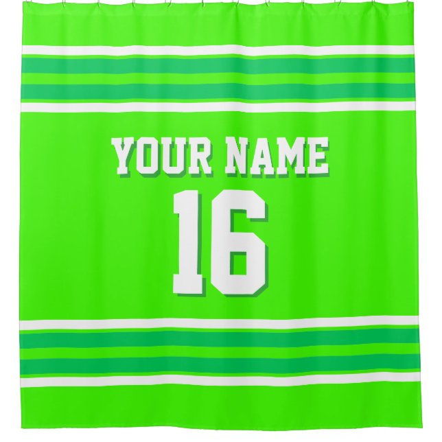 Limon Emerald Green White Stripes Sports Jersey Duschvorhang (Vorderseite)