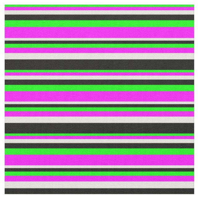 Limon, Fuchsia, Beige und schwarz gefärbte Linien Stoff (Nahaufnahme)