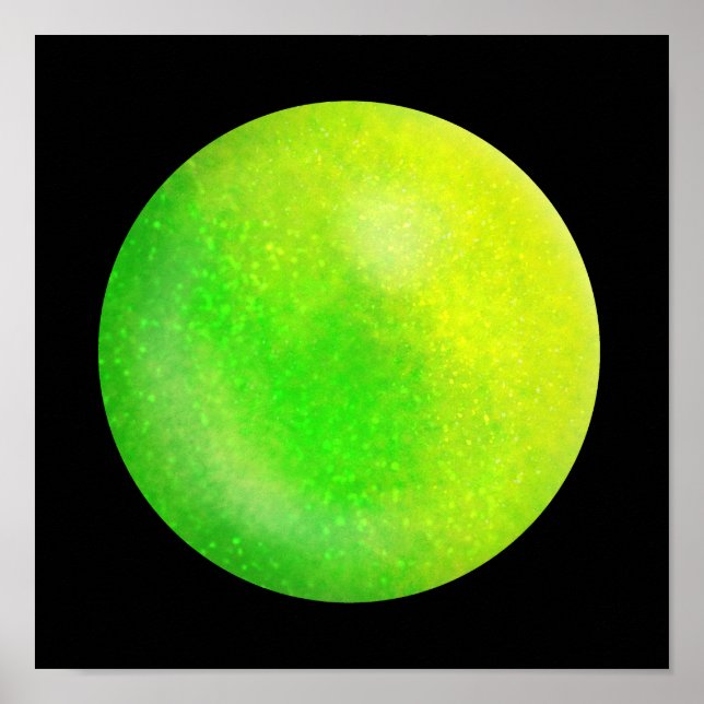 Limon Galaxy Orb - Limone und neongrüne Marmordruc Poster (Vorne)