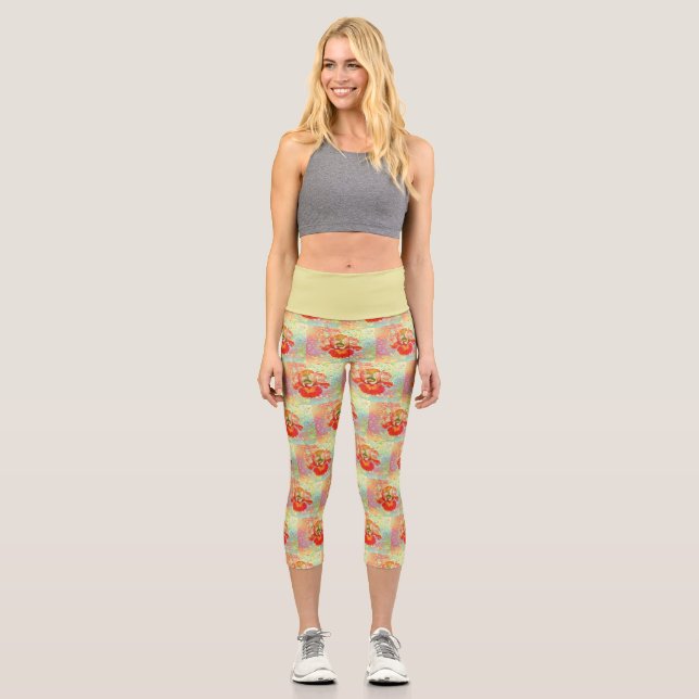 Limon Gelb und Orange Iris Capris (Vorderseite)
