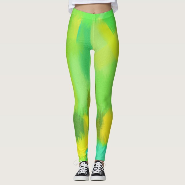 Limon-Gelber Farbton-Spritzer Leggings (Vorderseite)