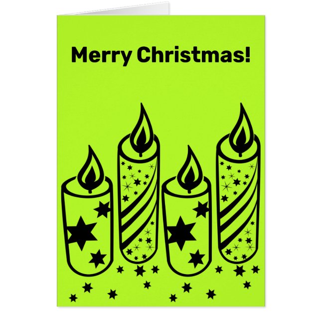 Limon-grüne Schwarze Kerzen Weihnachtskarten (Vorne)