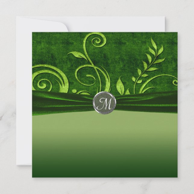 Limon-grüne Velvet-Hochzeitswirbel Einladung (Vorderseite)