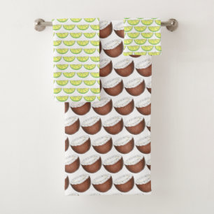 Limon in Coconut Tropical Island Frucht Green Badhandtuch Set