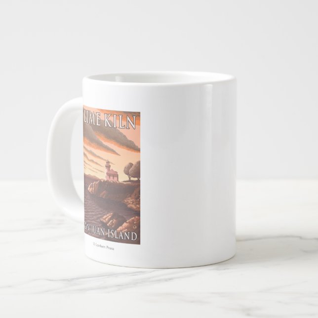 Limon Kiln Lighthouse Vintage Reiseplan Jumbo-Tasse (Vorderseite Links)