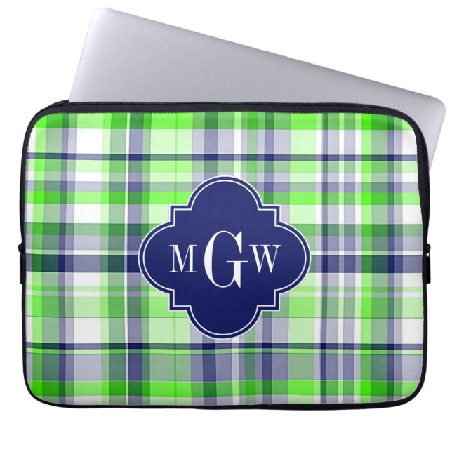 Limon, Marine, Welpe Madras Quatrefolienmonogramm Laptopschutzhülle (Vorderseite)