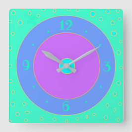 Limon mit Blau/Mauve/Aqua/Center Clock Quadratische Wanduhr