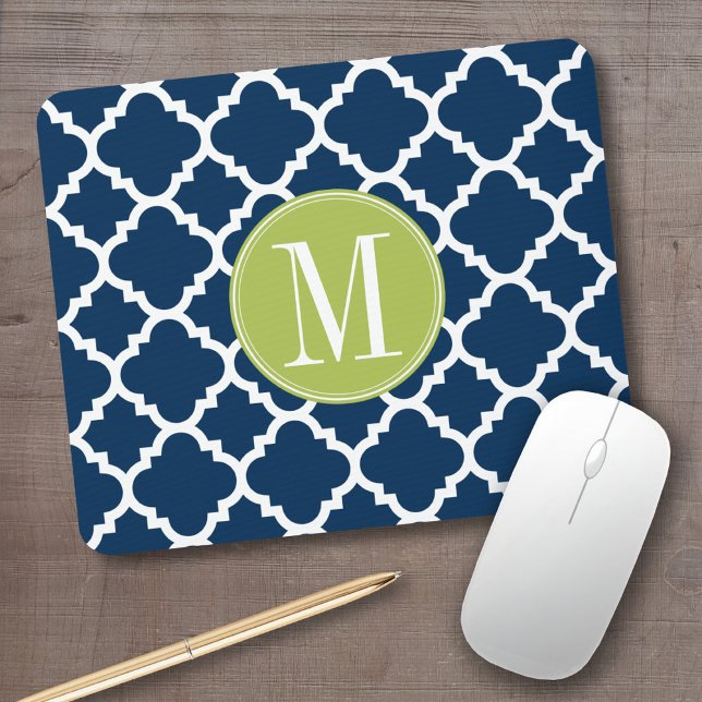 Limon-Navy-Geometrisches Muster für benutzerdefini Mousepad (Personalized mousepad - add your monogram or name)