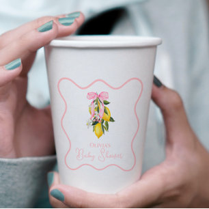 Limon Rosa Schleife preppy Coquette Babyparty Pappbecher