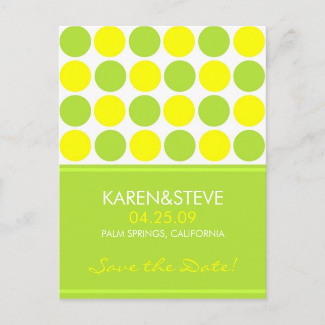 Limon und gelb Speichern Sie die Daten Ankündigungspostkarte (Vorderseite)