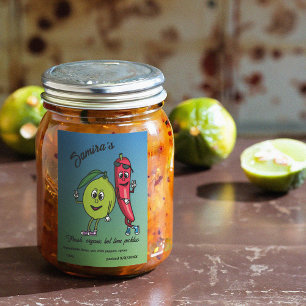 Limon und Pepper Pals Funny Cartoon Limon Pickles Lebensmitteletikett