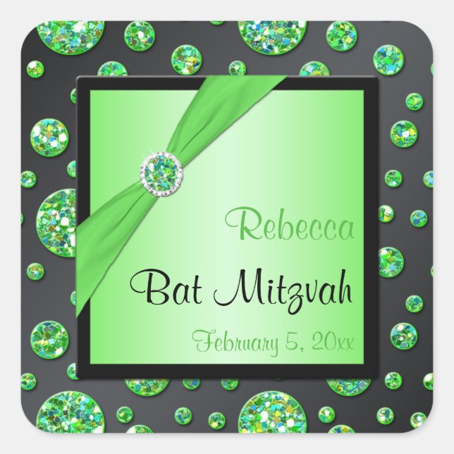 Limon und schwarz 1,5" Bat Mitzvah Sticker (Vorderseite)
