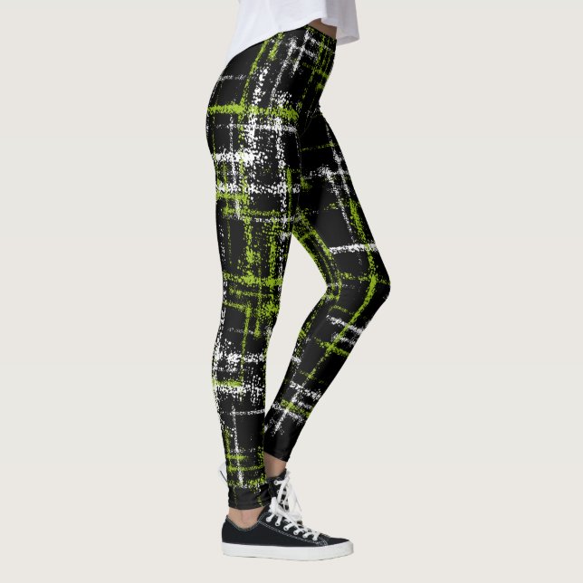 Limon und weiß, schwarz, abstrakt leggings (Rechts)