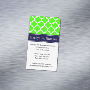 Limon White Marokko #5 Navy Blue Name Monogram Magnetische Visitenkarte