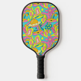 Limon Yellow Pink Retro 70er Psychedelic Trippy Pickleball Schläger