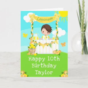 Limonade Braunhaariger Junge Alles Gute zum Geburt Karte