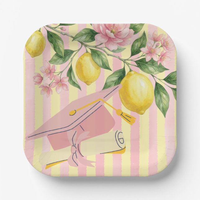 Limonade Frischgebackene Absolventin Abschlussfeie Pappteller (Vorderseite)