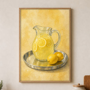 Limonaden-Krug Wasserfarben Cottagecore Poster