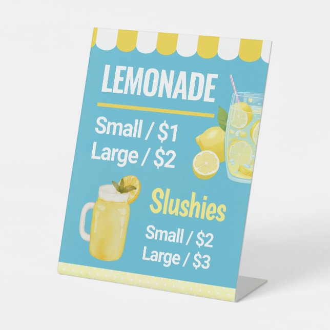 Limonadenstand-Tischschild Preisliste Menü Sockelschild (Vorderseite)