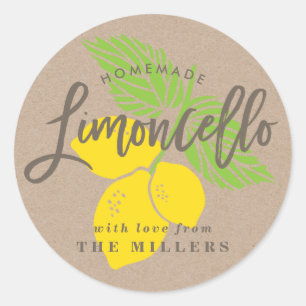 Limoncello Aufkleber, Zitronenillustration Runder Aufkleber