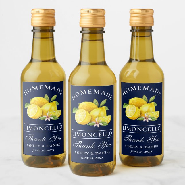 Limoncello Blauer Mini Flasche Weinetikett (Flaschen)