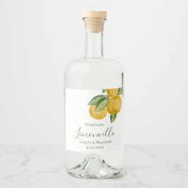 Limoncello Bottle Label, Lovely Lemon Watercolor Alkoholflaschenetikett