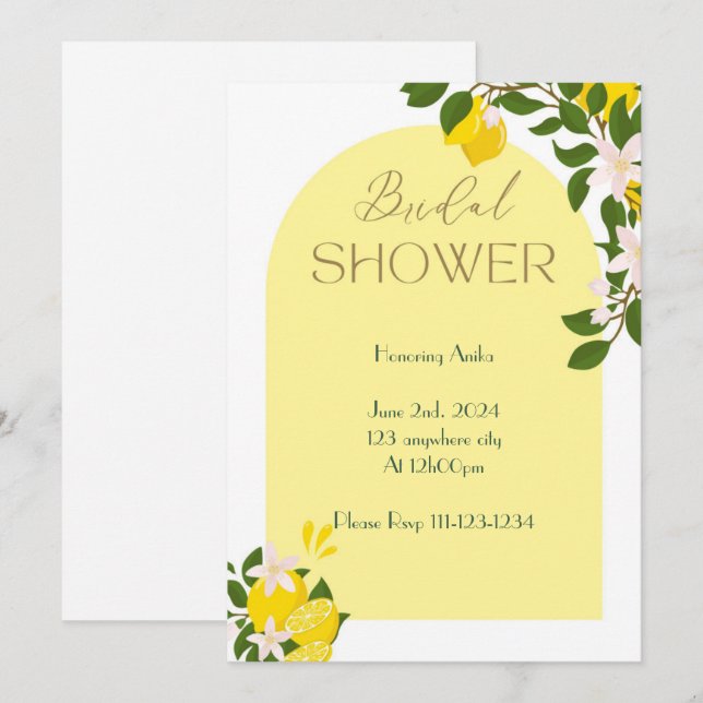 LIMONCELLO BRIDAL SHOWER INVITATION EINLADUNG (Vorne/Hinten)