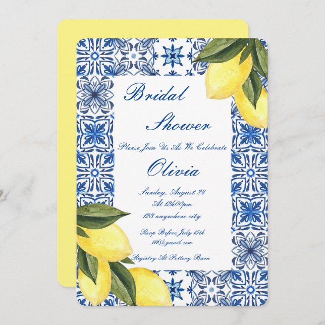 LIMONCELLO BRIDAL SHOWER INVITATION EINLADUNG (Vorne/Hinten)