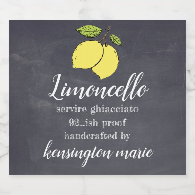 Limoncello Chalkboard suchen Sie nach einer kleine Alkoholflaschenetikett (Einzelnes Label)