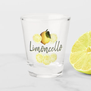 Limoncello Elegante Script Watercolor Lemon Schnapsglas