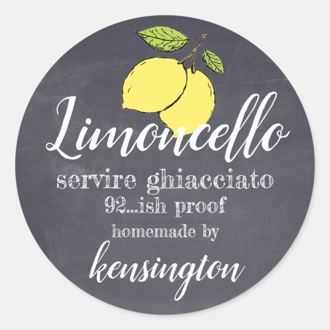 Limoncello Flasche Etikett Faltschachtel Look Runder Aufkleber (Vorderseite)