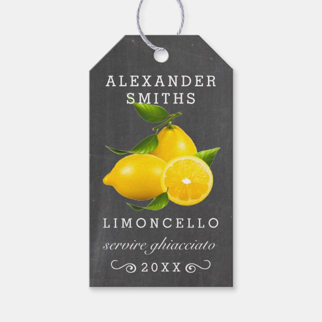 Limoncello Flasche Hang Tag Chalkboard Look | Geschenkanhänger (Vorderseite)
