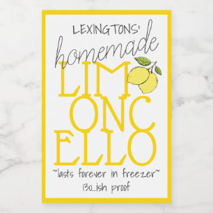 Limoncello hausgemachte Flasche Lebensmitteletikett