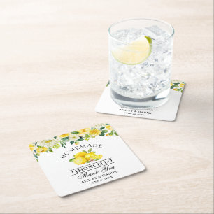 Limoncello Hochzeit mit floralen Lemons Rechteckiger Pappuntersetzer