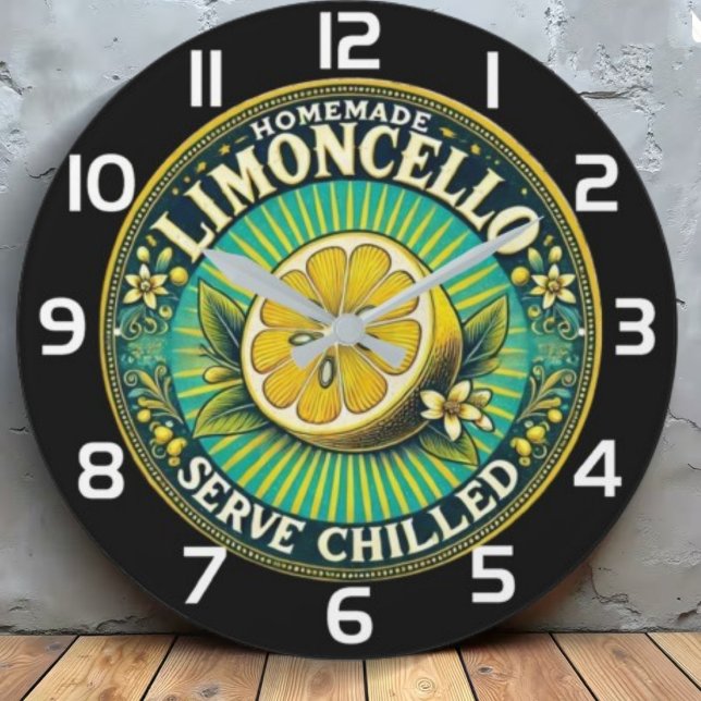  Limoncello Homemade Chilled  rustic bar  Große Wanduhr (Von Creator hochgeladen)