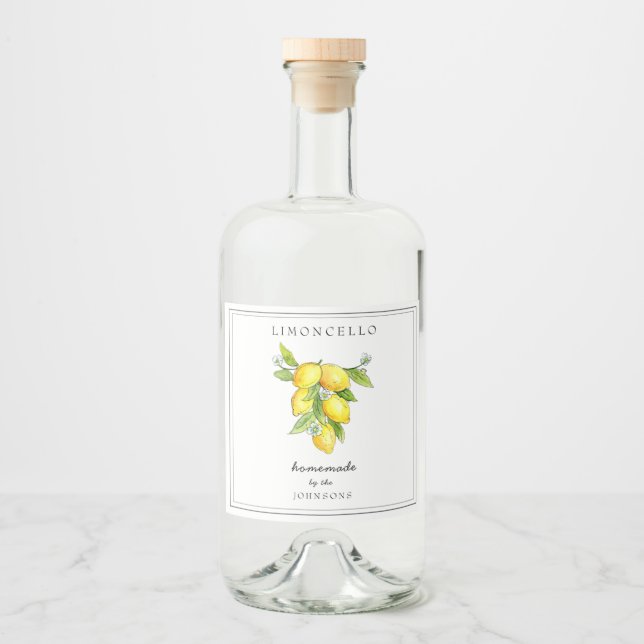 Limoncello im italienischen Stil Lemon Alkoholflaschenetikett (Vorderseite)