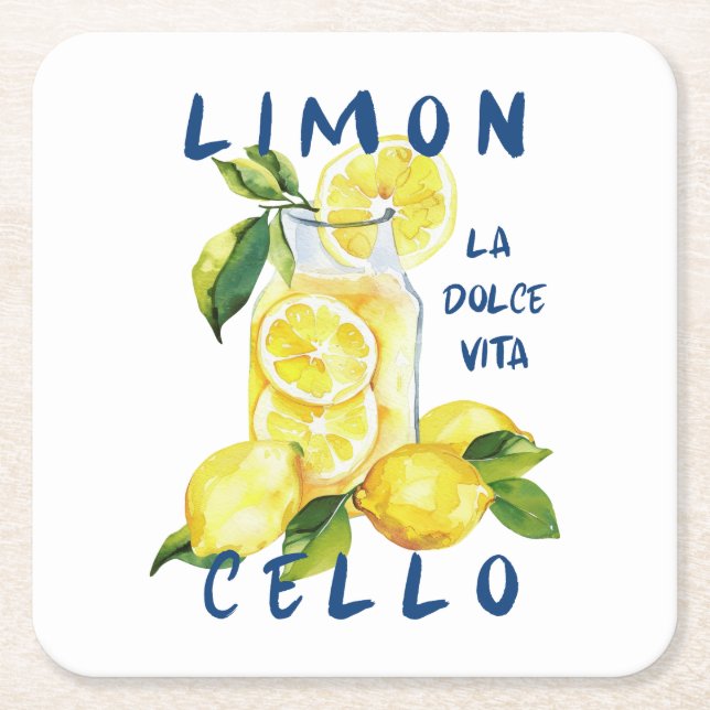 Limoncello Italy –La Dolce Vita Lemon Summer Party Rechteckiger Pappuntersetzer (Vorderseite)