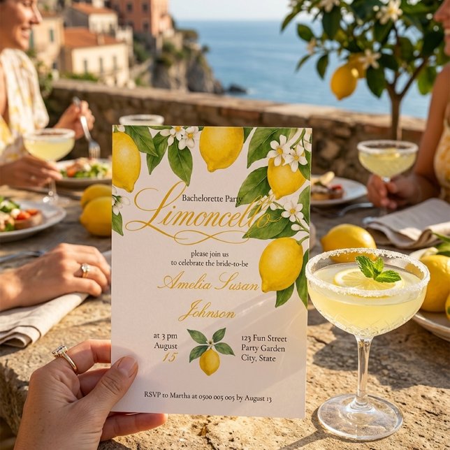 Limoncello-Junggesellinnenabschied Wasserfarbelemo Einladung (Von Creator hochgeladen)