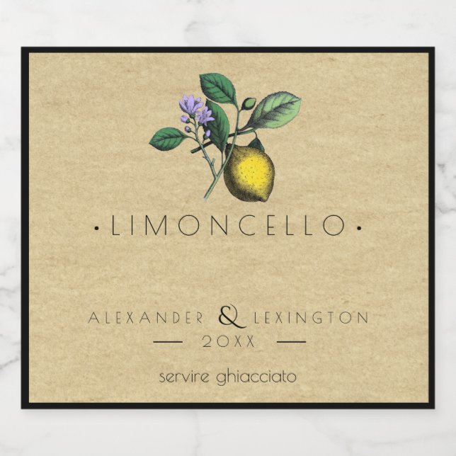 Limoncello Kleine Flasche Gastgeschenk Hochzeit | Bierflaschenetikett (Einzelnes Label)