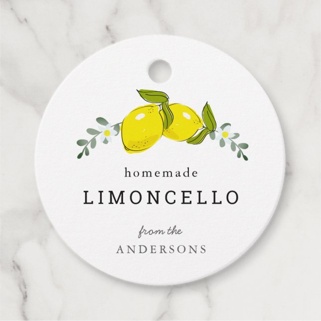 Limoncello Lemon Floral White Geschenkanhänger (Vorderseite)