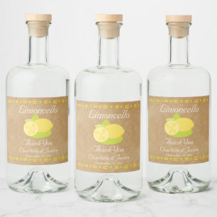Limoncello Lemon Fruit Personalisiert Vielen Dank Alkoholflaschenetikett