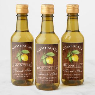 Limoncello Lemon Holz dank Mini Flaschen Labels Weinetikett