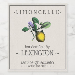 Limoncello Lemon Illustration Tall Flasche Etikett